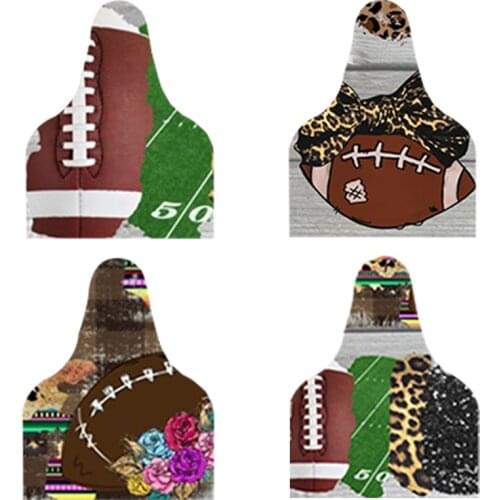 New Baseball Leopard Printed Cow Tags Earrings Double-sided Color Western Cowboys Sunflower Earrings Stock