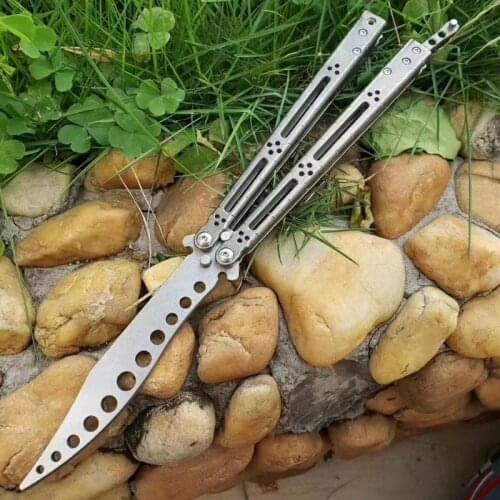 Basilisk HOM Butterfly trainer knife Titanium Handle D2 Blade hunting survival camping Knife edc