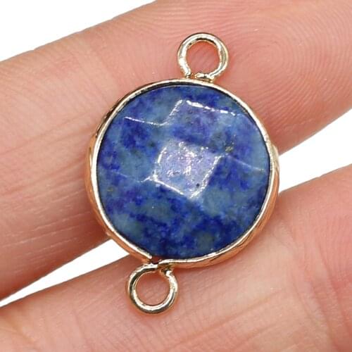 Natural Stone Connector lapis lazuli Round Shape Pendant For Jewelry Making Necklace Bracelet Accessories Women Gift 15x24mm