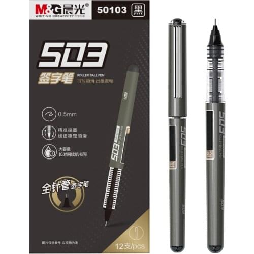 M&G ARP50103 Quick-drying Straight Liquid Type Signature Pen 0.5MM Full Needle Tube Black Pen School Supplies Office Supplies