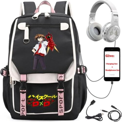USB Charging teenagers Laptop packsack anime High School DxD backpack student School book Bag Women men Travel Backpack