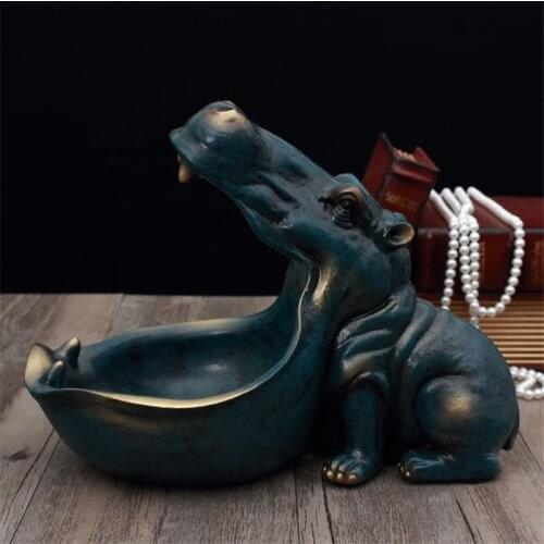Resin Hippopotamus Statue Decoration Crafts Sculpture Statue Decor Home Decoration Accessories Ornaments
