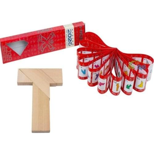 T-shape Wooden Puzzle Tangram Logic Mind IQ Brain Teaser T Puzzles Game for Children Adults