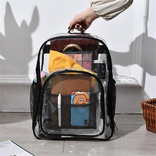High Quality New PVC Waterproof Transparent School Bag See Through Backpacks Large Capacity Backpack Solid Clear Backpack