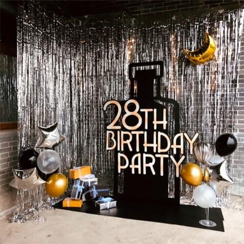Birthday Party Backdrop Curtain Tinsel Fringe Foil Curtains Bachelor Party Backdrop Decor Kids Baby Shower Wedding Decor Drapes