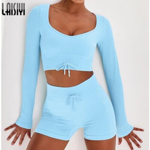 Women Suits with Shorts Black Bra Leggings Womens Clothing 2021 Autumn 2 Piece Womens Outfits Home Sports Suits Matching Sets