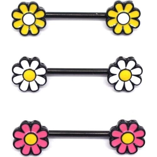 Retro Flower Shape Nipple Ring for Women Breast Ring Body Piercing Jewelry Sexy Nipple Jewelry Stainless Steel Piercing Jewelry