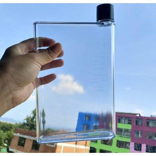 1PC Handy Portable Flat Kettle Sport Drinking Water Bottle A5 Notebook Paper Scrub Plastic Creative Water Bottle