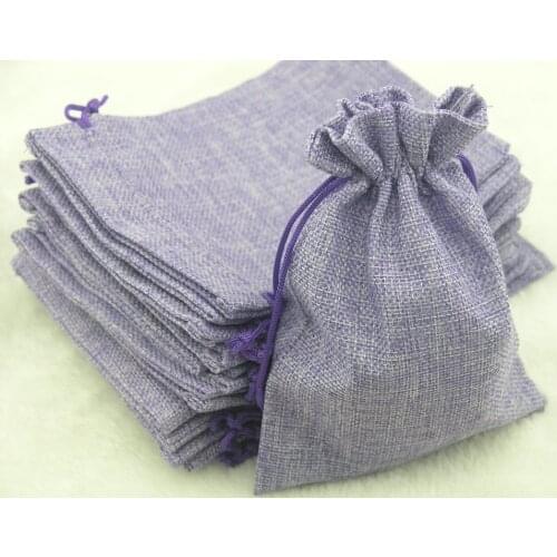100pcs 9.3x13.5cm Purple Hemp/Hessian Bags, Jewelry Pouches, Wedding Favors, Jewelry Packing, Gift Bags--HB091308