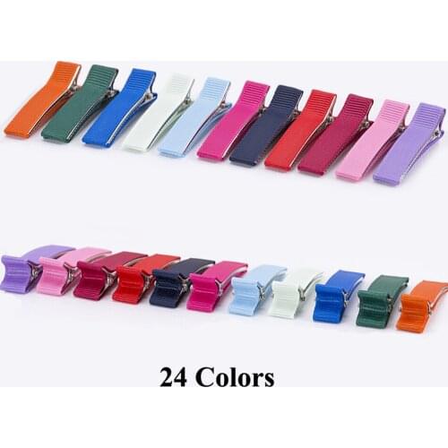 100pcs/lot 5CM Long 24 Colors Grosgrain Cloth Hair Clips For Hair Bow Children Hairpins DIY Craft Supplies Accessories For Girls