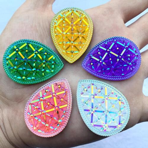 Diy 6pcs 30*40mm Flatback Resin Drop Rhinestone trim stones and crystals DIY Wedding decoration Button Crafts