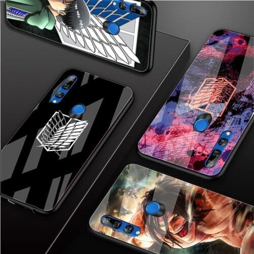 Anime attack on Titan DIY Luxury Tempered Glass Phone Case For Huawei Honor 30 20 10 Lite Pro 8X 9 10i Cover shell