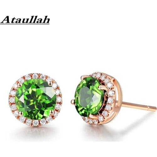 Ataullah Tiny Round Stud Earring Green Crystal Earrings Copper with Plated Fashion Jewelry for Women Gift EW045