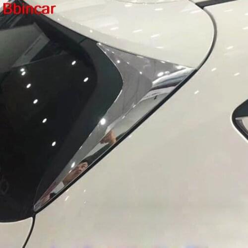 Bbincar 2pcs ABS Chrome Side Door Rear View Window Spoiler Cover Trim Triangle Car Styling For Mazda CX9 CX-9 2016-2019