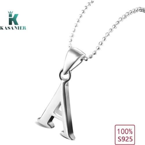 KASANIER 100% 925 sterling silver jewelry necklace round bead chains A letters design Pendant necklace women jewelry gift