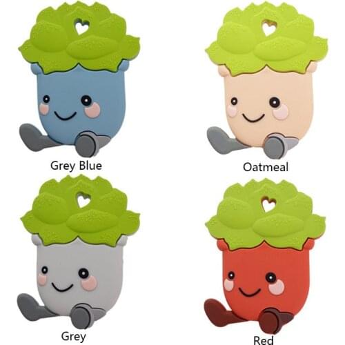 Chenkai 5pcs Silicone Cute Cactus Teether DIY Reassuring Pacifier Dummy Teething Infant Smoothing Sensory Bite Toy Accessories