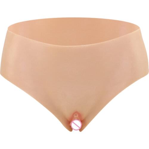 Fake Vagina Hiding Gaff Boxer Briefs Crossdresser Panties Men Thong with Female Tube Silicone Transgender Drag Queen 1G