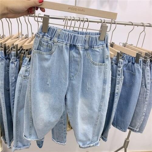 New Spring Autumn Boys Jeans Baby Elastic Waist Casual Pants Childrens Trousers 2 3 4 5 6 7 Years Baby Boy Denim Jeans Fashion