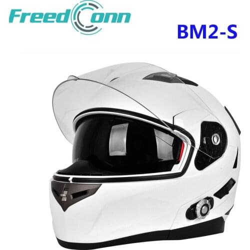 FreedConn BM2-S Smart Bluetooth Motorcycle Helmet Built in Intercom System Dot Standard Helmet 3 Riders BT Talking with FM Radio