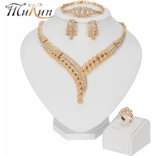 Dubai Gold color Jewelry Sets for Women Necklace Earrings Bracelet Ring Set Women African Beads Indian Bridal Jewelry Sets