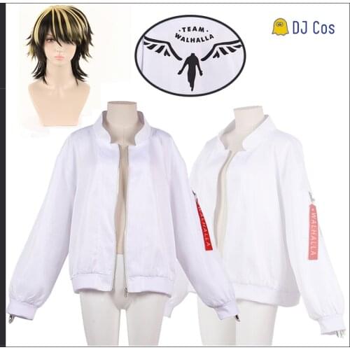 Hanemiya Kazutora Cosplay Costume Anime Tokyo Revengers Wig Baseball Coat Zipper White Jacket Uniform Halloween Party Men Women