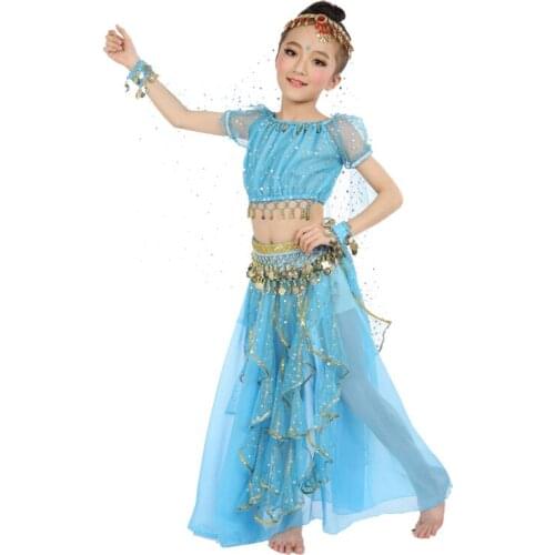 New Style Kids Belly Dance Costume Oriental Dance Costumes Belly Dance Dancer Clothes Indian Dance Costumes For Kids 6 Color