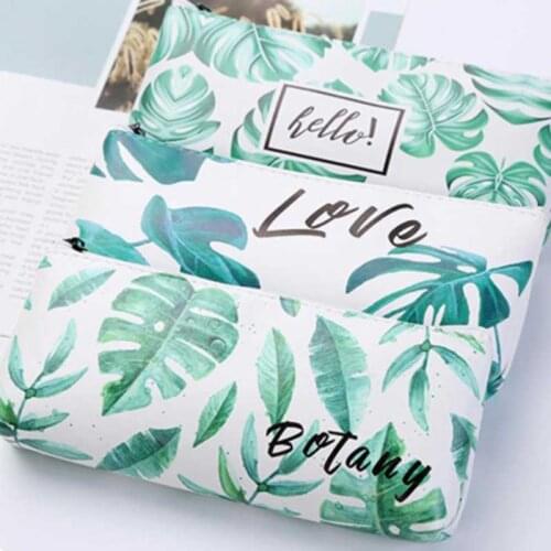 Kawaii Turtle Leaf Green Pencil Case School Pencil Case for Girls School Supplies Stationery Leather Pencil Box Pencilcase Tools