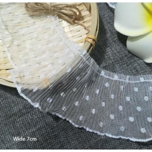 1Yards Tulle Lace Fabric Dot Lace Trim 7cm Lace Ribbon Guipure Crafts Applique Collar Sewing Supplies Laces Dress dentelle QA14