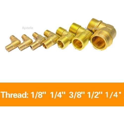 Brass Tube Fitting Adapter 90 Degree 1/8" 1/4" 3/8" 1/2" 3/4"BSP Pipe Elbow Connector Oil and Gas Elbow Fitting Coupler Adapter
