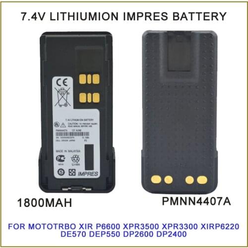 PMNN4407ARC MOTOTRBO IMPRES LITHIUM ION 1800mah Battery For Motorola MOTOTRBO XiR P6600 XPR3500 XPR3300 XiR P6620 DP2600 DE570