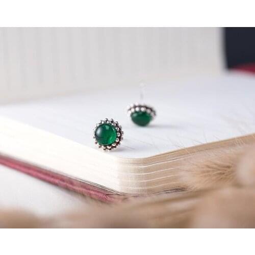 LycorisSmart 2017 New fashion Green crystal Round Antique Stud Earrings for woman jewelry