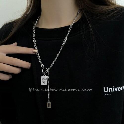 Harajuku Fashion T Initial Necklace For Women 2021 Stainless Steel Chain Dainty Pendant Layered Choker Stainless Steel Jewelry