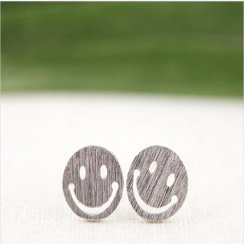 Fashion Smile Face Stud Earrings Gold White Rose Three Color Optional Zinc alloy Material