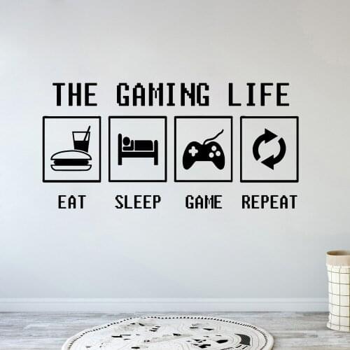 Eat Sleep Game Repeat Controllers Wall Decal The Gaming Life Gamer Wall Vinyl Sticker Kids Room Wall Decor Wall Art Poster B420