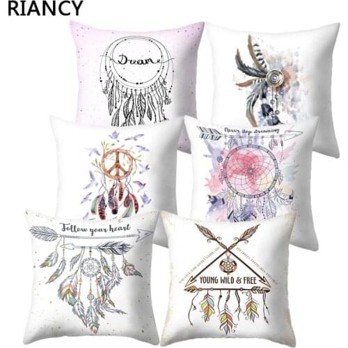 Boho indain pillow cushion cover feather dreamcatcher decoration sofa car cushions home decor pillowcase 45*45 40595