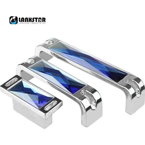New Design Blue Color Crystal Handles Cabinet Cupboard Drawer Door Handle Wardrobe Dresser Pull Knobs