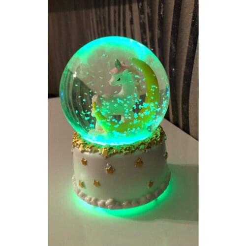 Lighting And Musical Unicorn Moon Medium Size Snow Globe Gift Decorative Products Crystal Balls Decorative Balls