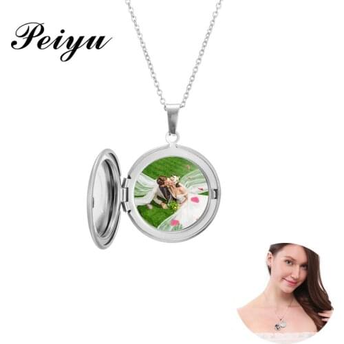 Personalized Photo Locket Necklace Custom Name Round Shaped Family Pendant Necklace for Women Men Chirdren DIY Memory Jewelry