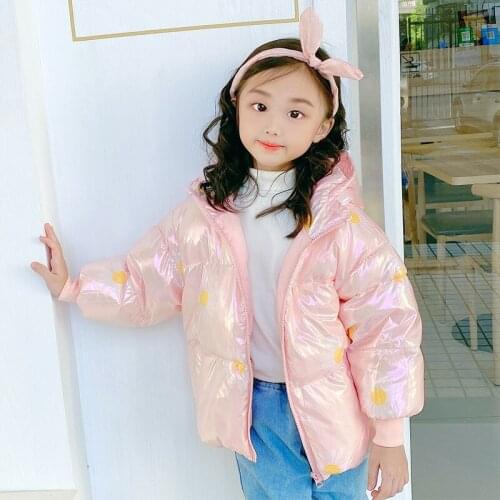 Girls Winter Coats Zipper Hooded for Kids Girl Flower Printing Thick Autumn Fashion Baby Boys Girls Outerwear Children clothes