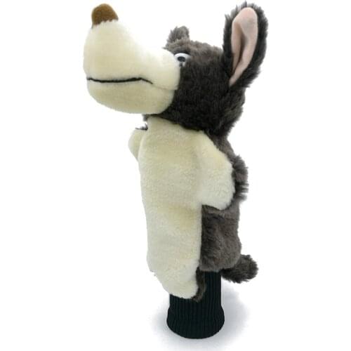 Plush Brown Wolf Golf Fairway Woods Headcover Hybrid Golf Cover Animal Sporting Goods Mascot Novelty Cute Gift