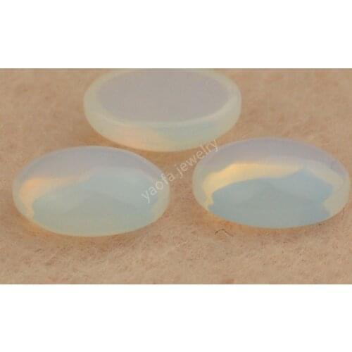 Sale 5A 3x4~13x18mm Translucent Opal White Color Oval Cabochon Flat Bottom Glass Stone Loose Synthetic Glass Gems For Jewelry