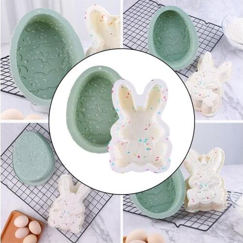 Silicone Chocolate Mold Food Grade Silicone Easter Egg Rabbit Baking Mold Non Stick Candy Cake Ice Cube Jelly Mold Baking Tool