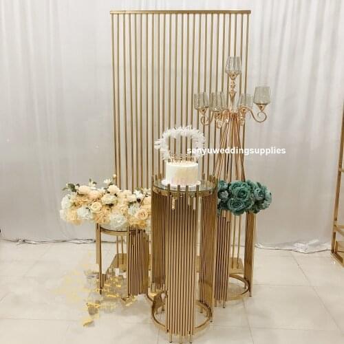 New style gold mental chorme Tubes Stand Wedding Decor Backdrop Panel stand plinth stand for wedding stage senyu2233