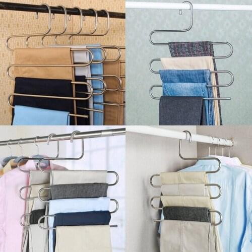 New Pants Trousers Clothes Hanger Layers Clothing Storage Space Saver Rack Organizer