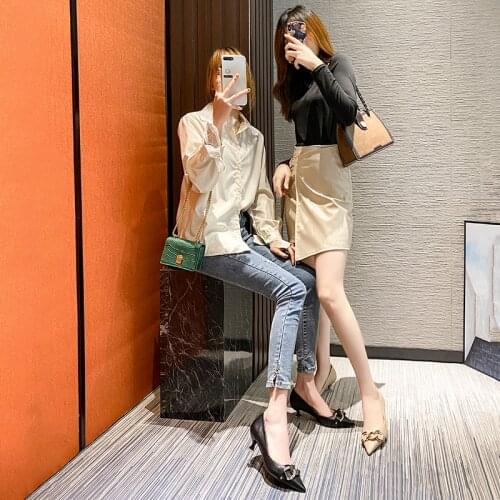 In the spring of 2021, slim heels for the four Seasons work shoes will be comfortable, low-top, shallow, pointed, and cupped dai