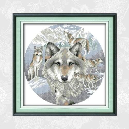Spirit of the wolf Patterns Counted Embroidery Printed on Canvas DMC 11CT 14CT Chinese Cross Stitch kit Handwork Needlework Set