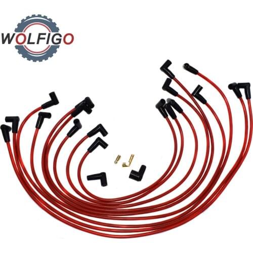 WOLFIGO 9 Pcs 73684 Spark Plug Wire Cable Set Kit 90 Degree HEI Silicone Over Valve 9mm For Chevrolet Matiz Daewoo Tico
