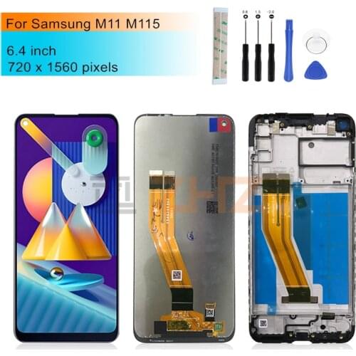 For Samsung Galaxy M11 M115 LCD Display Touch Screen Digitizer Assembly With Frame Replacement Repair parts 6.4"