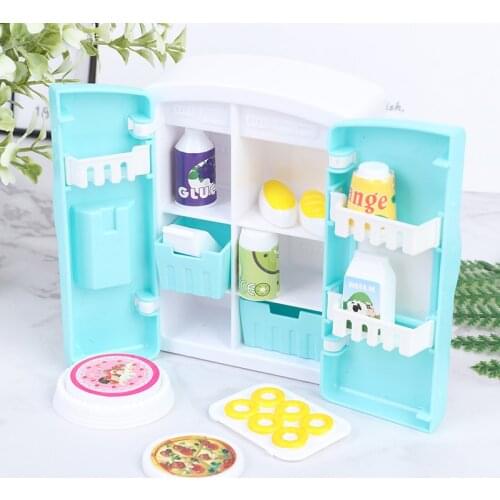 1:12 Simulation Miniature Furniture Toy Doll Dollhouse Refrigerator Table Food