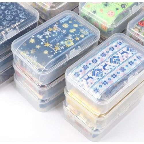 10pcs/Box Nail Art Stickers With Glue Flower Decals 4*20cm Transfer Laser Golden Snowflake Christmas Halloween Kit